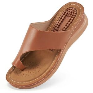 NWOT Aomigoct Orthopedic Wedge Sandals a toe ring design cushioned footbed sz 40